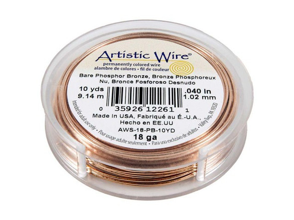 Artistic Wire Phosphor Bronze Jewelry Wire, 18ga, 10yd - Bare Bronze (Each)
