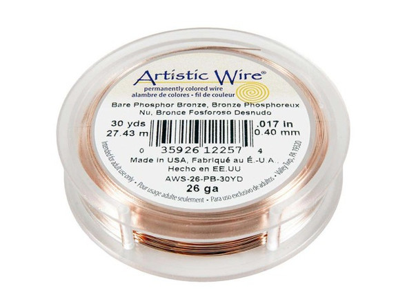 Artistic Wire Phosphor Bronze Jewelry Wire, 26ga, 30yd - Bare Bronze (Each)