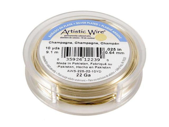 Artistic Wire Silver Plated Copper Jewelry Wire, 22ga, 10yd - Champagne (Each)