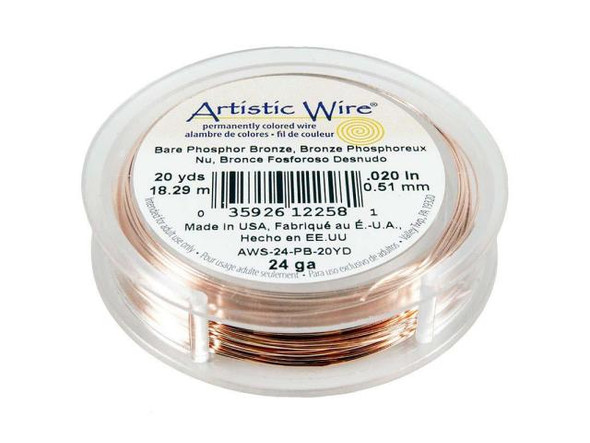 Artistic Wire Phosphor Bronze Jewelry Wire, 24ga, 20yd - Bare Bronze (Each)