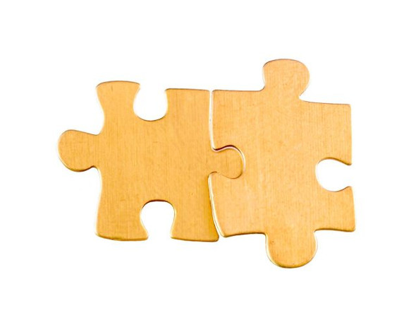 24ga Brass Stamping Blank, Interlocking Puzzle Pieces, 25x33mm (2 Pieces)