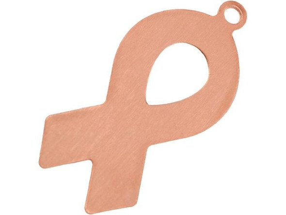 24ga Copper Stamping Blank, Cause Ribbon with Loop, 37x18mm (Each)