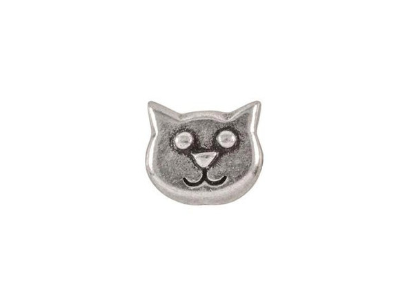TierraCast Cat Face Bead - Antiqued Pewter Plated (Each)