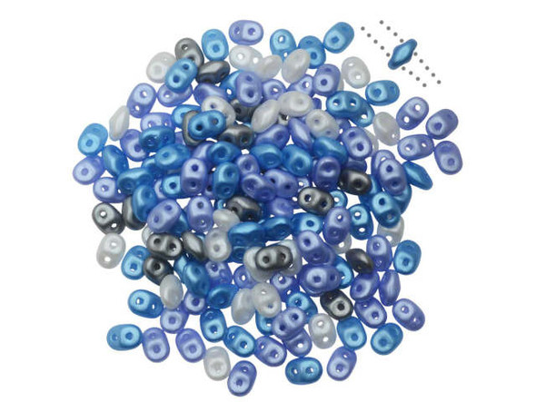 Czech Glass Seed Bead, SuperDuo Two-Hole, 2.5x5mm - Little Boy Blue (Tube)