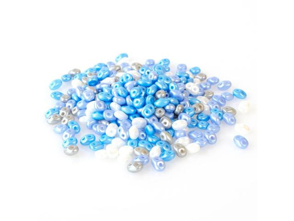 Czech Glass Seed Bead, SuperDuo Two-Hole, 2.5x5mm - Little Boy Blue (Tube)