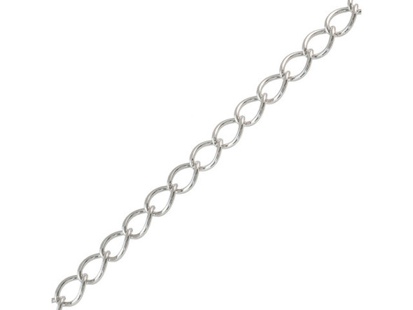 White Plated Oval Curb Chain, 10.5mm by the FOOT