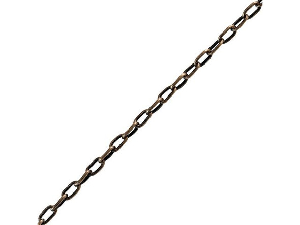 Antiqued Copper Plated Drawn Flat Cable Chain, 1.1mm by the FOOT