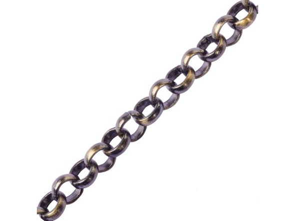 Antiqued Brass Plated Rolo Chain, 4.5mm by the FOOT