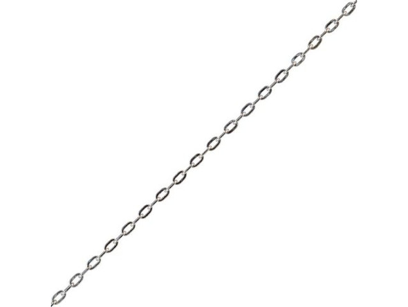 White Plated Drawn Flat Cable Chain, 2.1mm by the FOOT