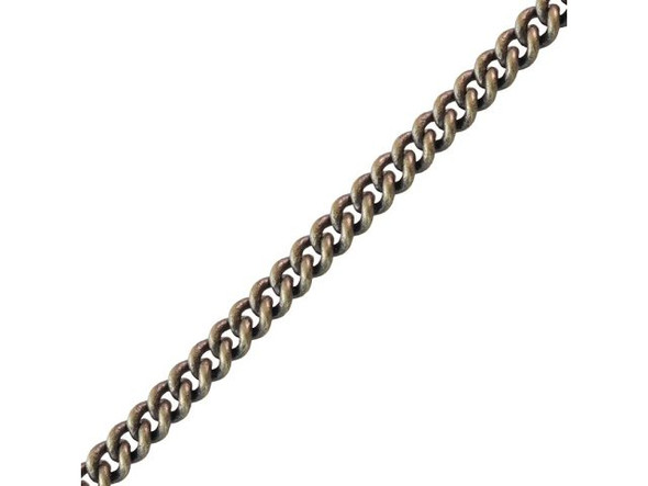 Antiqued Brass Plated Curb Chain, 3mm by the FOOT