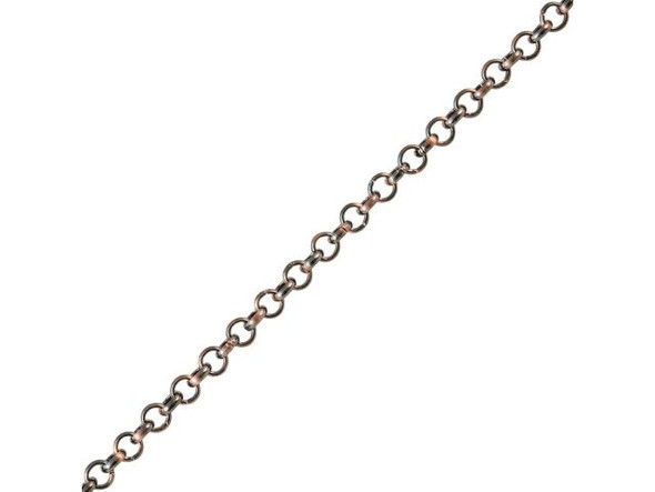 Antiqued Copper Plated Rolo Chain, 3.9mm by the FOOT