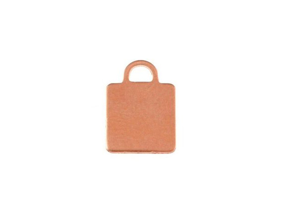 24ga Copper Stamping Blank, Small Square with Loop, 11x8mm (Each)