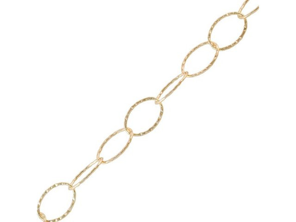 Gold Plated Hammered Oval Cable Chain, 14x20mm by the FOOT