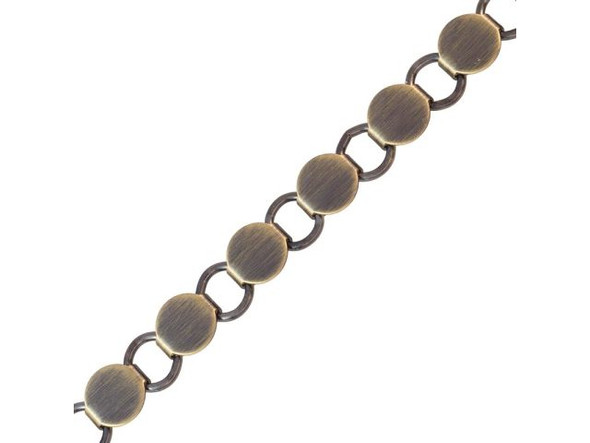 Antiqued Brass Plated Disk & Loop Chain, 9.5mm by the FOOT
