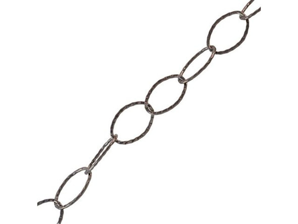 Gunmetal Hammered Oval Cable Chain, 14x20mm by the FOOT