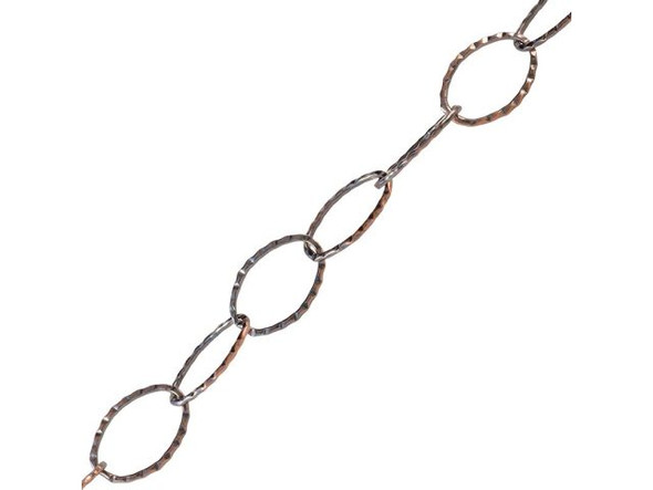 Antiqued Copper Plate Hammered Oval Cable Chain, 14x20mm by the FOOT