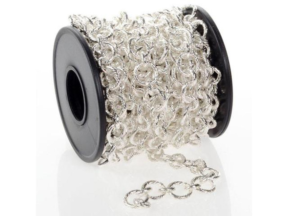 Silver Plated Rope-Textured Cable Chain, 7 & 10mm by the FOOT