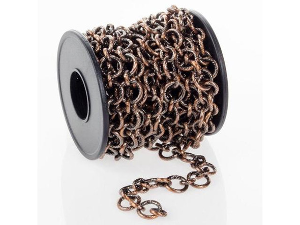 Antiqued Copper Plate Rope-Textured Cable Chain, 7 & 10mm by the FOOT