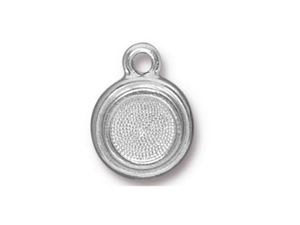 TierraCast Charm, Stepped Bezel Setting w In-Line Loop - White Bronze Plated (Each)
