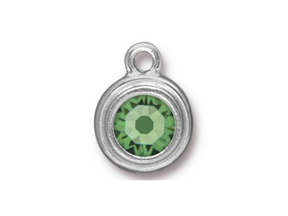 TierraCast Stepped Charm with Peridot Crystal - White Plate (Each)
