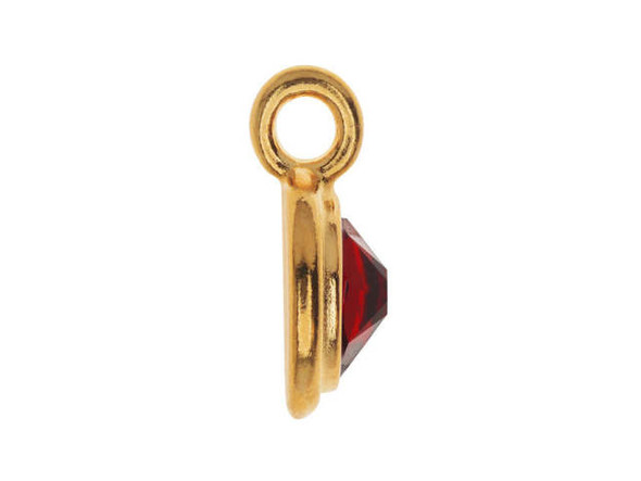 TierraCast Stepped Charm with Siam Crystal - Gold Plated (Each)