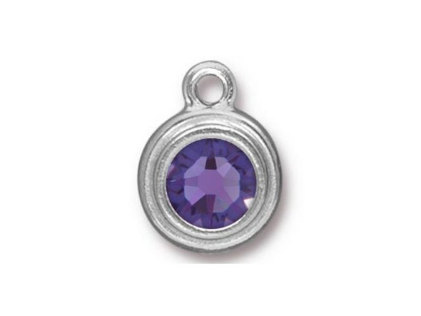 TierraCast Stepped Charm, Tanzanite Crystal - White Plate (Each)