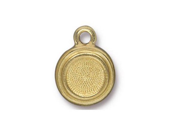 TierraCast Charm, Stepped Bezel Setting w In-Line Loop - Gold Plated (Each)