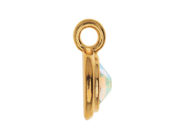 TierraCast Stepped Charm with Aurora Borealis Crystal - Gold Plated (Each)