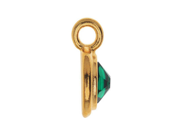 TierraCast Stepped Charm with Emerald Crystal - Gold Plated (Each)