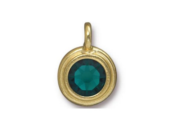 TierraCast Stepped Charm with Emerald Crystal - Gold Plated (each)