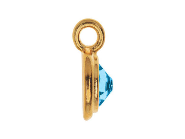 TierraCast Stepped Charm with Aquamarine Crystal - Gold Plated (Each)