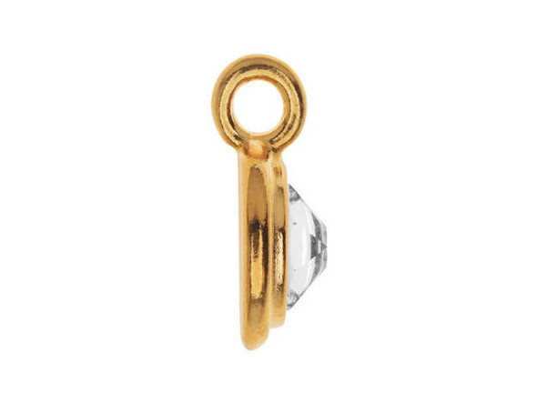 TierraCast Stepped Charm with Clear Crystal - Gold Plated (Each)