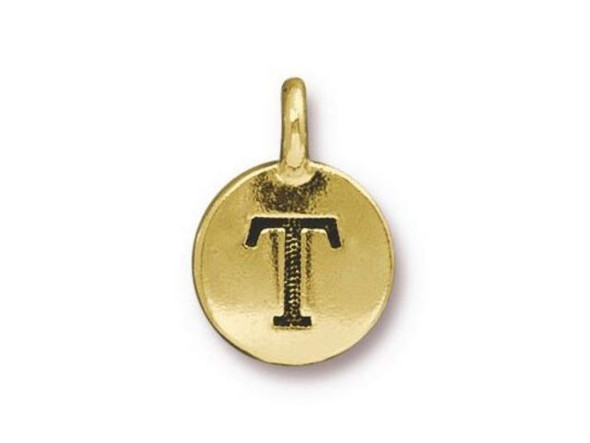 TierraCast Gold Plated T Letter Charm (Each)