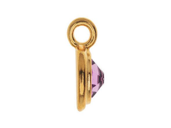 TierraCast Stepped Charm with Light Amethyst Crystal - Gold Plated (Each)