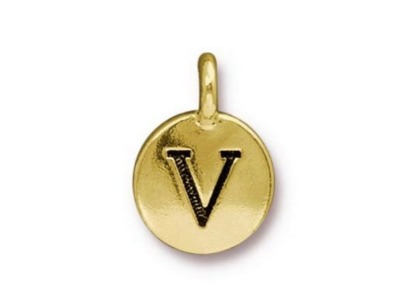 TierraCast Gold Plated V Letter Charm (Each)