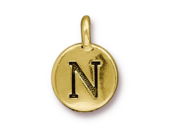 TierraCast Gold Plated N Letter Charm (Each)