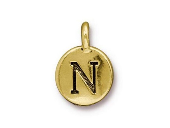 TierraCast Gold Plated N Letter Charm (Each)