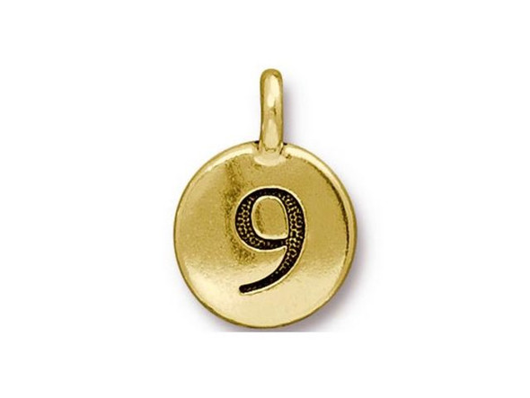 TierraCast Gold Plated 9 Number Charm (Each)
