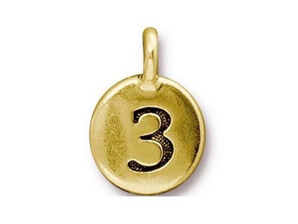TierraCast Gold Plated 3 Number Charm (Each)