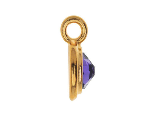 TierraCast Stepped Charm with Tanzanite Crystal - Gold Plated (Each)