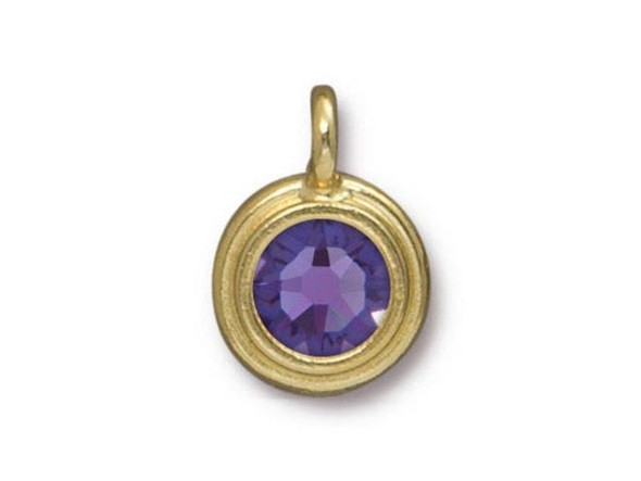TierraCast Stepped Charm with Tanzanite Crystal - Gold Plated (Each)