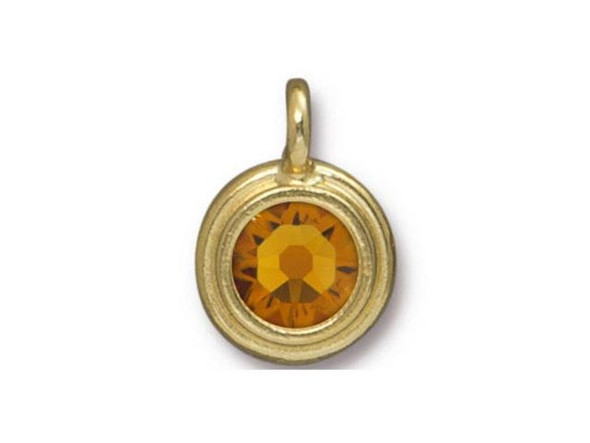 TierraCast Stepped Charm with Topaz Crystal - Gold Plated (Each)