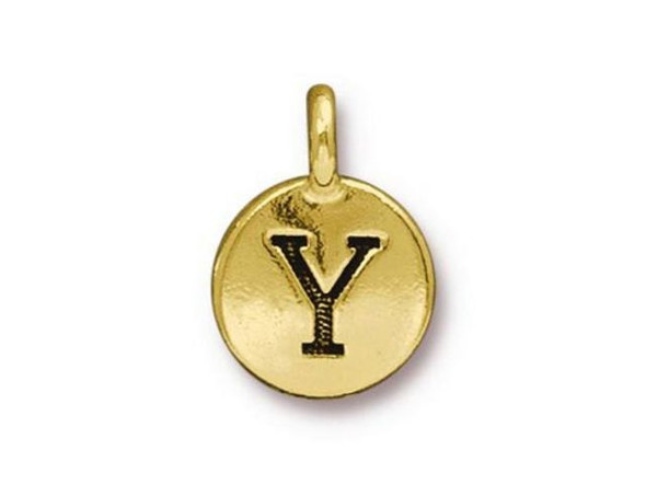 TierraCast Gold Plated Y Letter Charm (Each)