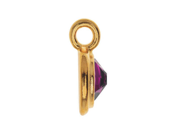 TierraCast Stepped Charm with Amethyst Crystal - Gold Plated (Each)