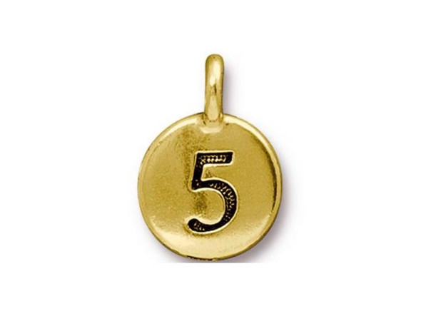 TierraCast Gold Plated 5 Number Charm (Each)