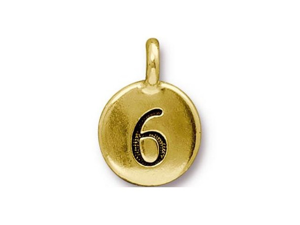 TierraCast Gold Plated 6 Number Charm (Each)