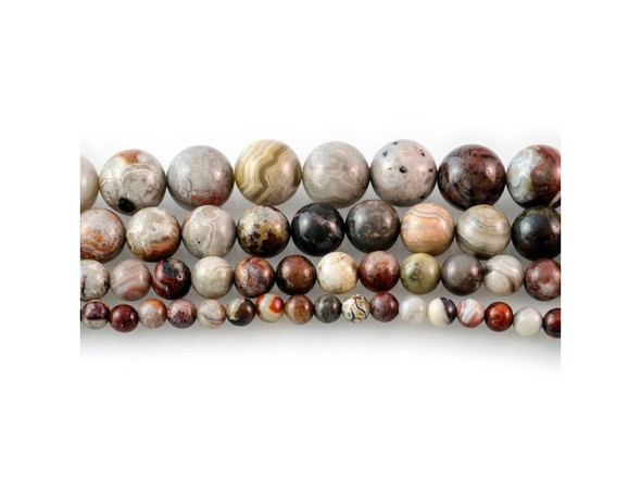 Laguna Lace Agate Gemstone Beads, Round, 6mm (strand)