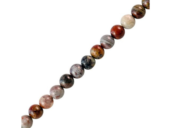 Laguna Lace Agate Gemstone Beads, Round, 6mm (strand)