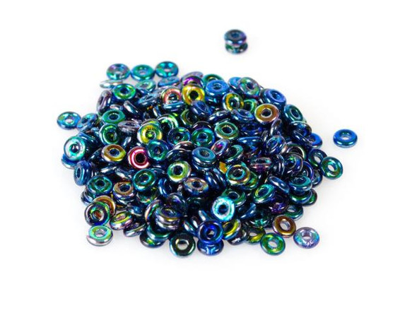 Czech Glass Bead, O, 3.8x1mm - Magic Blue (Tube)