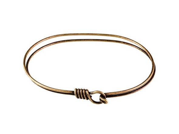 Antiqued Brass Plated Double Wire Locking Bracelet (Each)